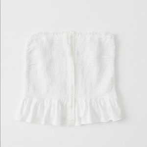 Abercrombie & Fitch white smocked tube top+buttons